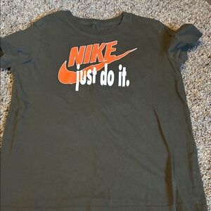 Nike Olive Green Tee with Orange & White Swoosh
